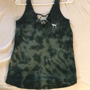 Tie-dye green shirt from pink